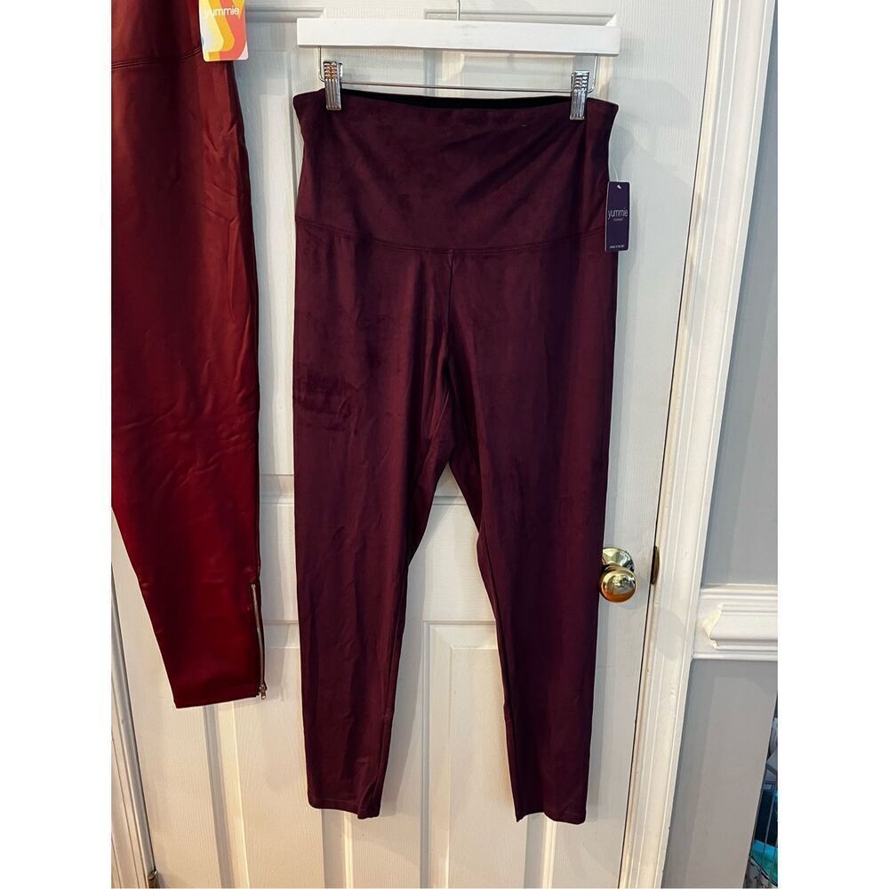 Yummie Faux Suede Signature Waistband Leggings in Italian Plum Sz XL NWT